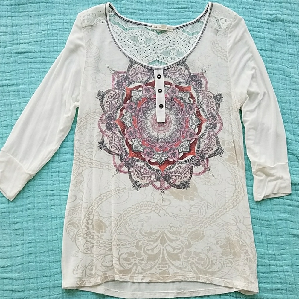 La Mamba Gorgeous Top with Print and Lace